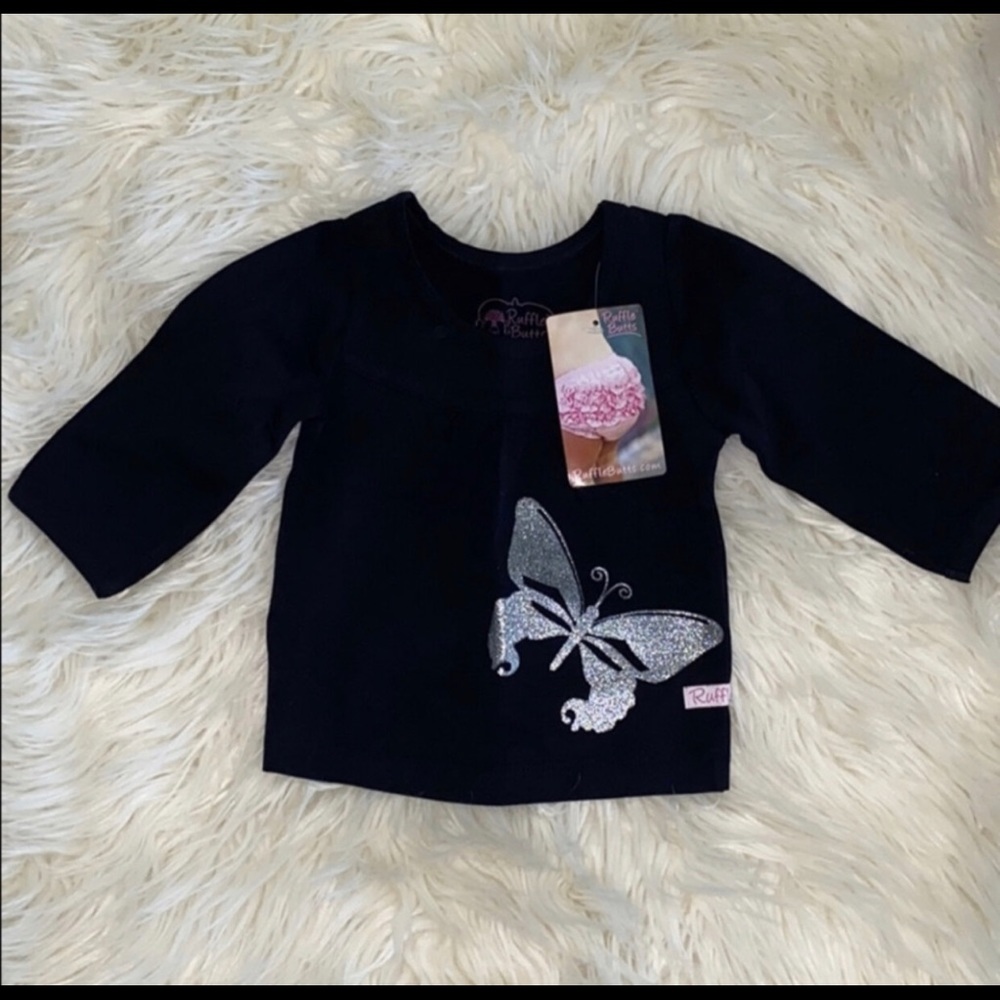 Black Glitter Butterfly Shirt